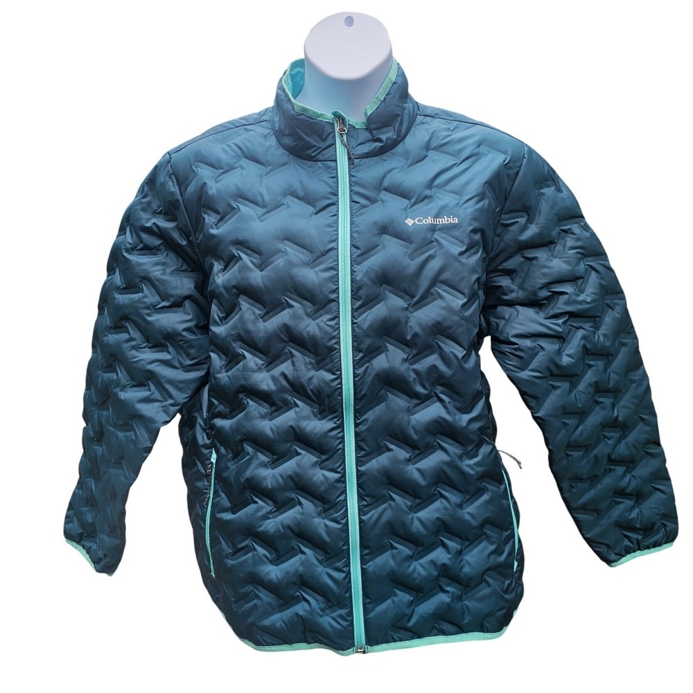 Columbia Delta Ridge Womens 2X 650 Down Omni-Heat Puffer Jacket Teal Plus Size